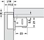 Scharnier mit kurzem Arm - Türstärke ab 14 mm - 95° - Feder