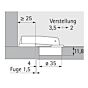 Hettich - Rahmen-Tür - 95° - Innenanschlag  - ø 35 mm - Kurzer Arm