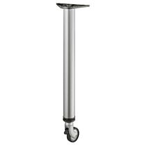 Tischbein mit Rad - Weiß Aluminium Ral 9006 - ø 60 mm - 1 St.