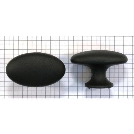 Ovaler Knopf - Schwarz Matt - 60 x 38 mm