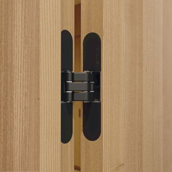 3D Unsichtbares Scharnier - 80/100 kg - Schwarz Matt - Länge: 16 cm