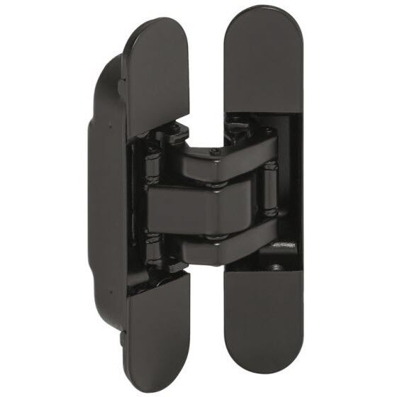 3D Unsichtbares Scharnier H12S - 60 kg - Schwarz Matt - Länge: 11 cm