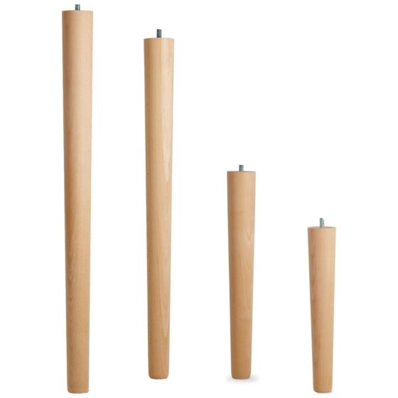 Retro Tischbein - Buche - Konisch Ø 60–40 mm - 4 Höhen - M10